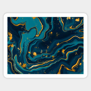 beautiful teal blue marble with gold glitter, marble pattern Sticker